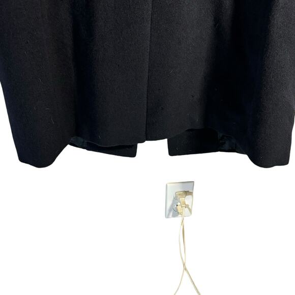 LANVIN CLASSIQUE Pure Wool Overcoat 48R Italy Black Luxury Designer Long Coat - Picture 8 of 16